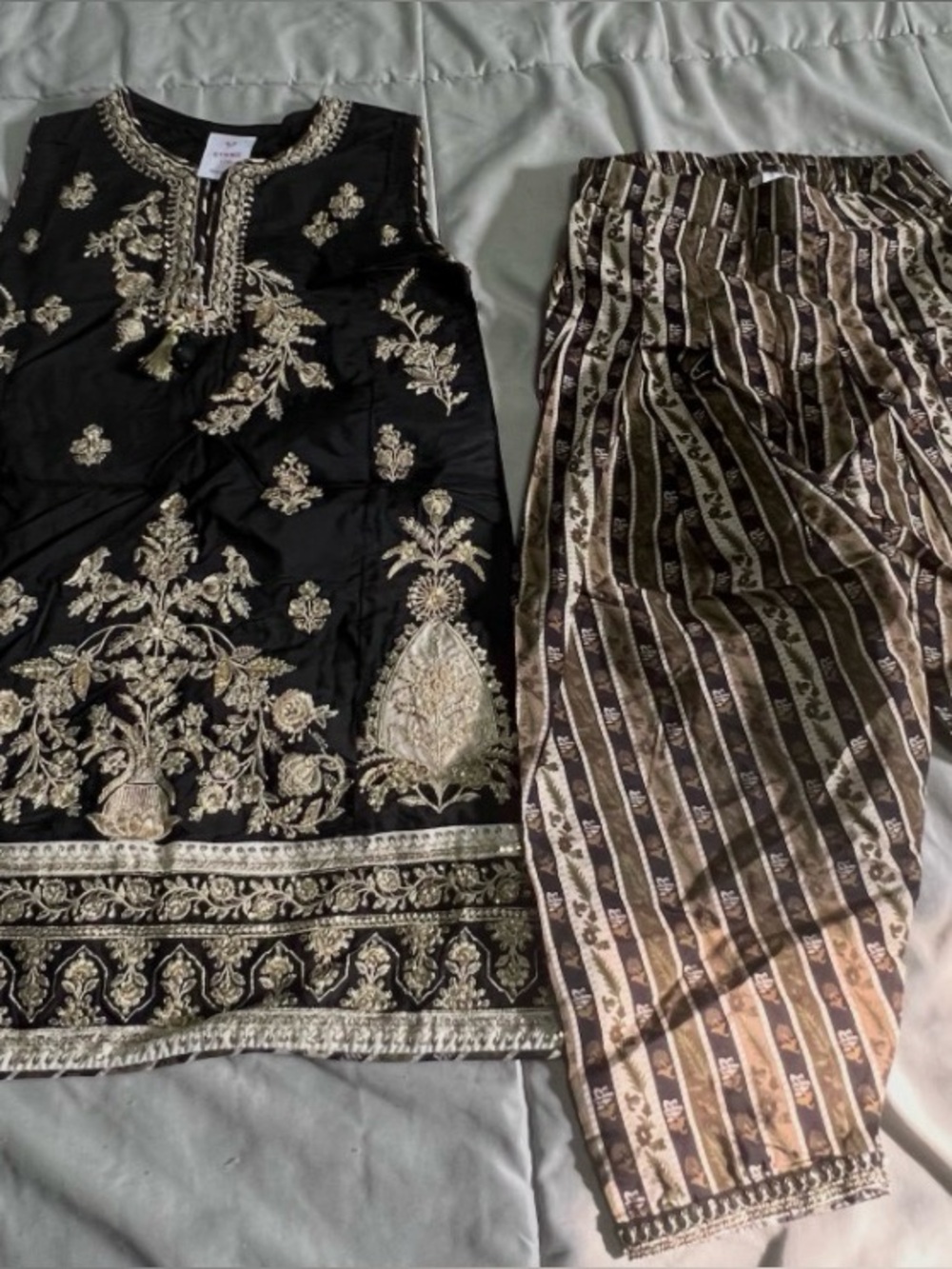 Black & Gold Embroidered Kurta Set